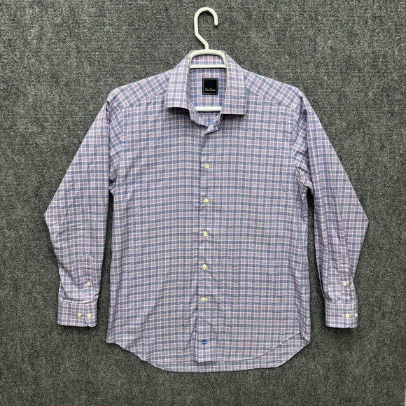 Mens David Donahue long sleeve button up shirt size 16 34/35 purple - Picture 4 of 5